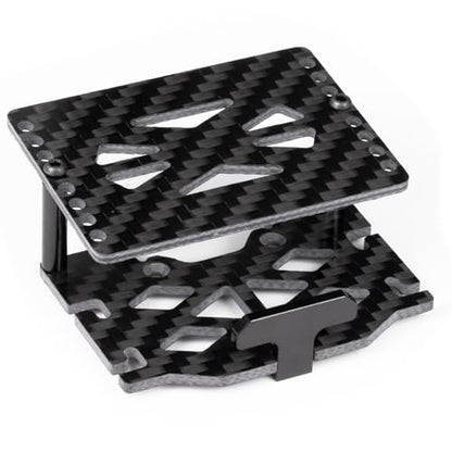 CNC Aluminum RC Car TRX4M Battery Tray ESC Receiver Mount Double Decker Carbon Fiber Battery Plate for 1/18 RC Crawler Car TRX4M Upgrade Parts