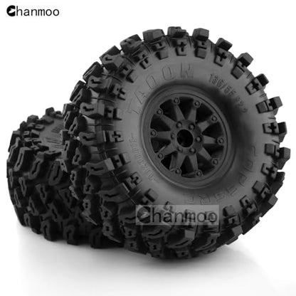 2.2 RC Crawler Tires And Wheels Beadlock Rims 1/10 RC Rubber Slingers Grappler Mud Tyres OD 136mm For 1:10 Rock Crawler Car Axial SCX10 90047 D90 TF2 Tamiya CC01 Traxxas TRX4 RGT 4PCS (Black) - color: Black