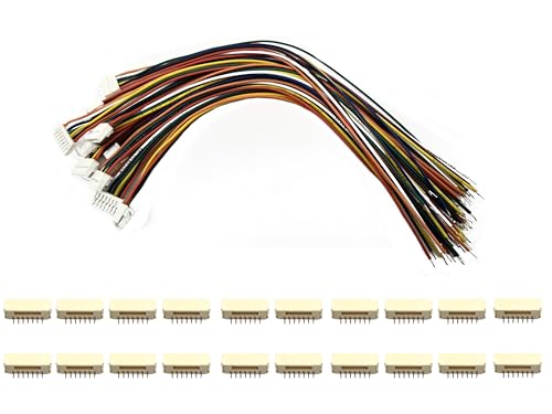 10Pairs Micro JST GH 7Pin 1.25mm Male Female Connector, GH1.25 Terminal Connector Wire Cable 15cm 28AWG - size: 7Pin