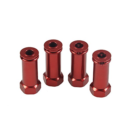4Pcs/Set Aluminum 12mm Wheel Hex Hub Adapters 25mm/30mm Extension Hex Drive Adapter Combiner Compatible with 1/10 RC Crawler Axial SCX10 Wraith Upgrades (Red - 30mm Offset Extension) - color: Red - 30mm Offset Extension