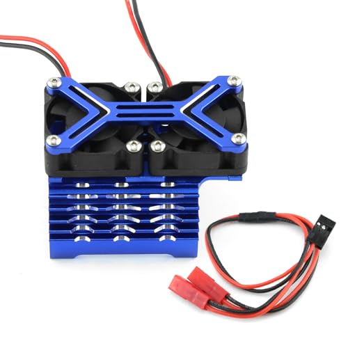 RC Motor Cooling Fan 15000 RPM for 1/8 1/7 Arrma Typhon 6S Kraton 6S Felony Mojave, Dual 30mm Cooling Fans 42mm Alum Motor Heatsink for 4274 4068 4268 Brushless Motor