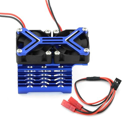 RC Motor Cooling Fan 15000 RPM for 1/8 1/7 Arrma Typhon 6S Kraton 6S Felony Mojave, Dual 30mm Cooling Fans 42mm Alum Motor Heatsink for 4274 4068 4268 Brushless Motor