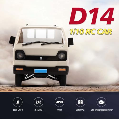 jaming Remote Control Drift Car,WPL D14 4WD RC Car RTR Full Scale 1:10 Drift Pickup 2.4G RC Truck Crawler Off Road Drift with LED Light Vehicle Toy for Boys Girls Birthday Gifts - color: D14-white