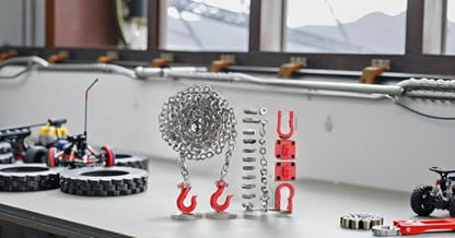 Dilwe RC Car Tow Hook Trailer Chain Set, RC U Shaped Tow Hook Trailer Chain Assemble Parts for RC Climbing Crawler Car Upgrade Part
