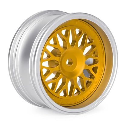 4pcs RC 1/10 Aluminum On Road Wheel Rims Hex 12mm Adjustable Offset for 1:10 RC On Road Drift Touring Street Car (Silver & Gold) - color: Silver & Gold