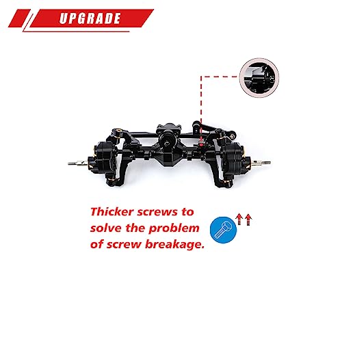 RCAWD Fourth Version Brass SCX24 Front Portal Axles, Wide Axle, Highly Rigid Driveshaft, Thickened Screws for Axial 1/24 SCX24 & AX24 Series Upgrades Parts Black - color: Front Black