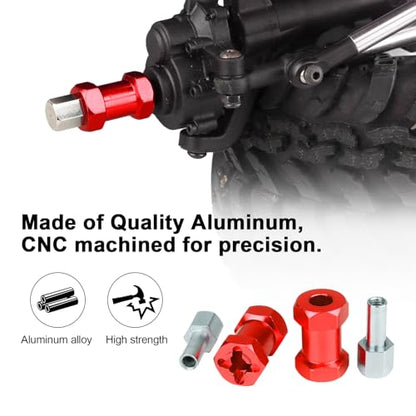 4-Pack HobbyPark 12mm Wheel Hex Drive Hubs Combiner Coupler Aluminum 20mm Offset Extension for 1/10 RC Crawler Car Parts (Red) - color: Red, size: 20mm Length