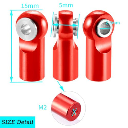 MOHERO 10Pcs M2 Tie Rod End Ball Joint Link Ball Head Holder for RC Car Truck Upgrade Part (Red) - color: Red