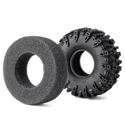 MOHERO 4Pcs 1.1 Tires - 64mm All Terrain Soft Sticky Tires for 1/18 TRX4M 1/24 SCX24 RC Crawlers Car Upgrade Parts(Style A) - color: Style a