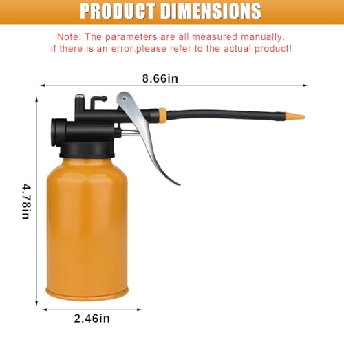 Metal Oil Can, Lubrication Oil Gun with Straight & Flexible Spout, 250ml Multipurpose Hand Pistol Pump Oiler, Universal for Lubrication Need of Cars, Bikes, Machines (Rubber) - size: Rubber