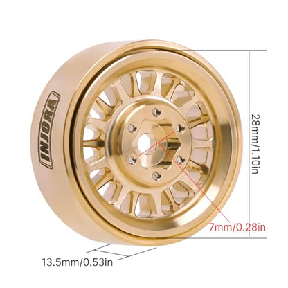 INJORA 1.0 XHX Pin Tires with 1.0 Plus Brass Beadlock Wheels Combo for 1/18 1/24 RC Crawlers Upgrade