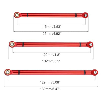 MECCANIXITY 8pcs Wheel Base Link Rod Linkage Aluminum Alloy 313mm Wheel Base Upper Lower Link Rod Chassis Linkage for SCX10 1/10 RC Car Crawler Upgrade Parts,Red - color: Red