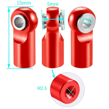 MORLORDY 10Pcs M2.5 Tie Rod End Ball Joint Link Ball Head Holder for RC Car Truck Upgrade Part (Red) - color: Red