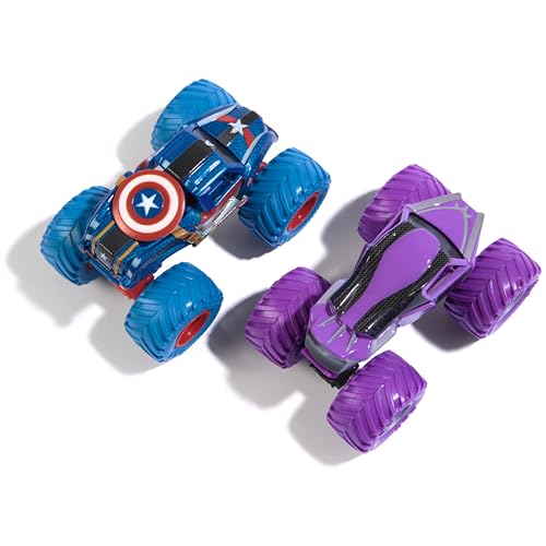 Monster Jam, Marvel Official Captain America Vs. Black Panther Die-Cast Monster Trucks, 1:64 Scale, Kids Toys for Boys and Girls Ages 3 and up - color: Captain America Vs Black Panther