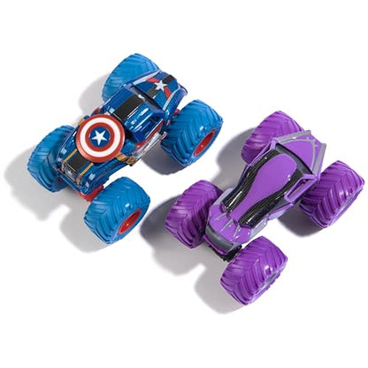 Monster Jam, Marvel Official Captain America Vs. Black Panther Die-Cast Monster Trucks, 1:64 Scale, Kids Toys for Boys and Girls Ages 3 and up - color: Captain America Vs Black Panther