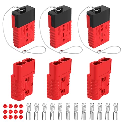 RVBOATPAT 175A Battery Quick Connect/Disconnect, 1/0 AWG Wire Harness Plug Connector 12V Battery Cable Connector for Trailer Towing Winch Quick Connect Systems - 6 PCS - color: Red 175A 6PCS