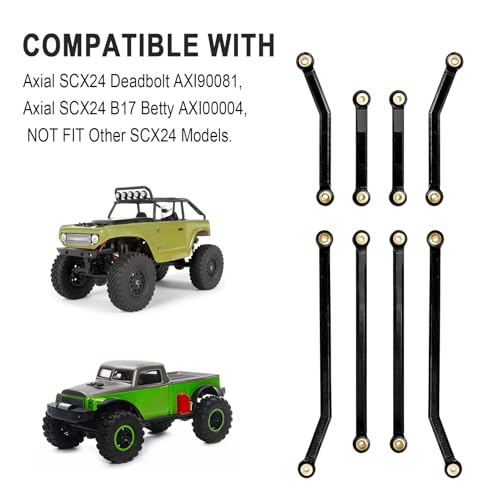 Hobbypark High Clearance Links Set Aluminum Upgrades Linkage for Axial SCX24 Deadbolt AXI90081 B17 Upgrades 1/24 RC Crawler Car (Black) - color: Black
