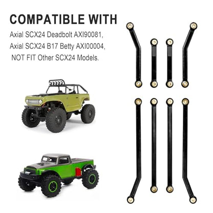 Hobbypark High Clearance Links Set Aluminum Upgrades Linkage for Axial SCX24 Deadbolt AXI90081 B17 Upgrades 1/24 RC Crawler Car (Black) - color: Black