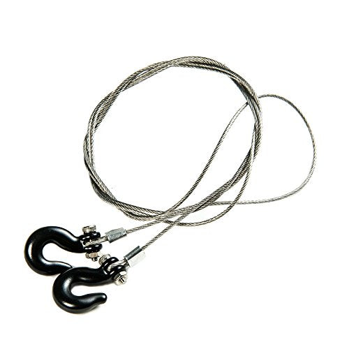 1/10 RC Crawler Accessories Steel Tow Rope with Hooks for Axial SCX10 Trx4 CC01 D90 RC Buggy Truck Car Parts (Black)