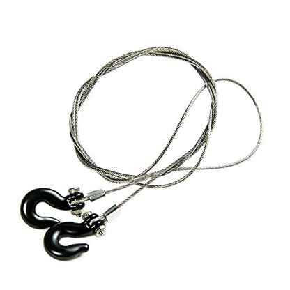1/10 RC Crawler Accessories Steel Tow Rope with Hooks for Axial SCX10 Trx4 CC01 D90 RC Buggy Truck Car Parts (Black)
