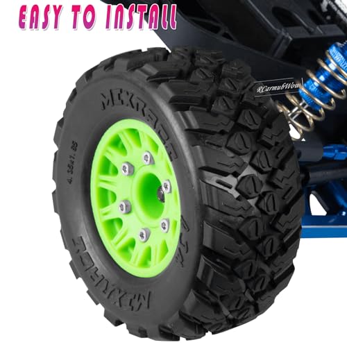 RC 12mm/14mm Hex RC Wheels and Tires for 1/10 Slash 2WD 4×4 4wd,Senton Axia1 Red cat Rc 4wd,Rc Truck Tires Snow Tires Desert Tires,4PCS,Green - color: Green(4pcs)