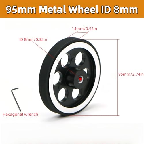 95mm Metal Drive Wheel Inner Dia 8mm Aluminum Master Wheels Rubber Tires for Smart Robot Chassis Car 1Pc - color: 8mm Inner Dia, size: 95mm Wheel Dia