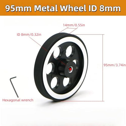 95mm Metal Drive Wheel Inner Dia 8mm Aluminum Master Wheels Rubber Tires for Smart Robot Chassis Car 1Pc - color: 8mm Inner Dia, size: 95mm Wheel Dia