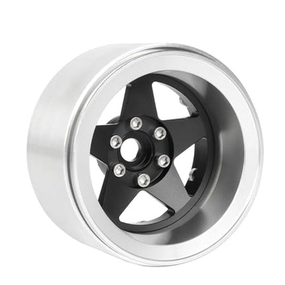 Aluminum 2.2" Beadlock Wheel Offset -10mm Metal Rims for SCX10 RR10 TRX4 VS4-10 Gen8 1/10 RC Crawler Car Upgrade Parts (5-Spoke, Black) - color: 5-spoke, Black