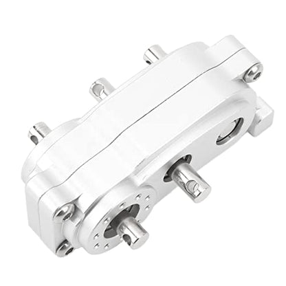 ZAWELYIO 2 Speed Gear Box Transfer Case for Axial SCX10 1/10 Scale Crawlers - 313mm WB CNC Machined with Dual Ratio Output (Silver) - color: Silver