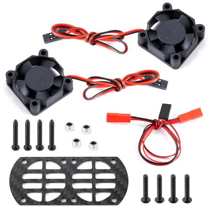 MORLORDY 30x30mm RC Cooling Fans Dual Mount and 2Pcs Cooling Fans Heatsink Kit for Arrma 1/8 3S Vendetta Infraction Big Rock Upgrade Parts(Plastic Fan)
