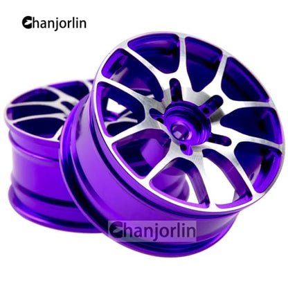 1/10 RC On Road Drift Wheels Rims Hex 12mm Metal Rally Racing Hubs for 1:10 Scale Touring Street Car Tires Tyres Tamiya TT01 TT02 HSP 2S 3S Brushless HPI KYOSHO XV02 XV01 4PCS (Purple) - color: Purple