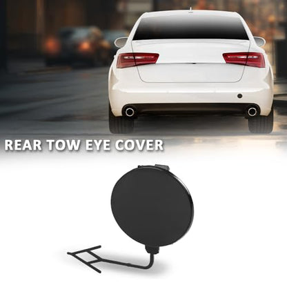 LQI Rear Bumper Tow Hook Eye Cover Cap Black | Compatible with Audi A6 & A6 Quattro 2012-2015, Fit Models Without S-Line Package 4G5807441GRU, AU1129101 - size: Rear | Fit Audi A6 & A6 Quattro 2012-2015