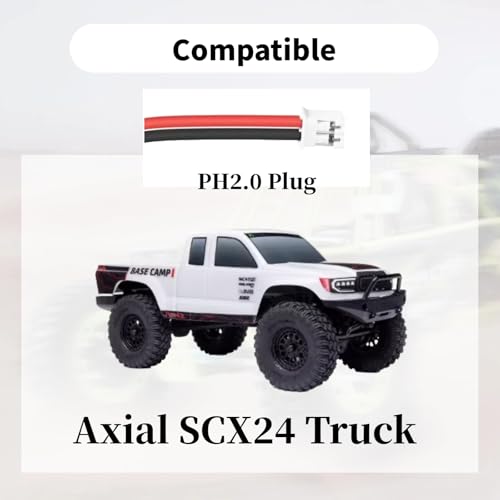 SCX24 Battery 2 PCS 7.4V 950mAh 35C Li-po Batteries with PH2.0 Plug for Axial SCX24 RC Truck with 2S Charger