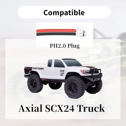 SCX24 Battery 2 PCS 7.4V 950mAh 35C Li-po Batteries with PH2.0 Plug for Axial SCX24 RC Truck with 2S Charger
