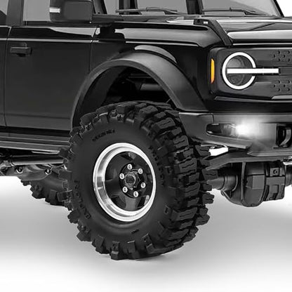1.3" Beadlock Wheels and Tires for SCX24 TRX4M 1/18 1/24 RC Crawlers – Aluminum Rims, Soft Rubber Tires with Foam Inserts, Easy-Install Upgrade Parts (Black 255) - color: Black 255