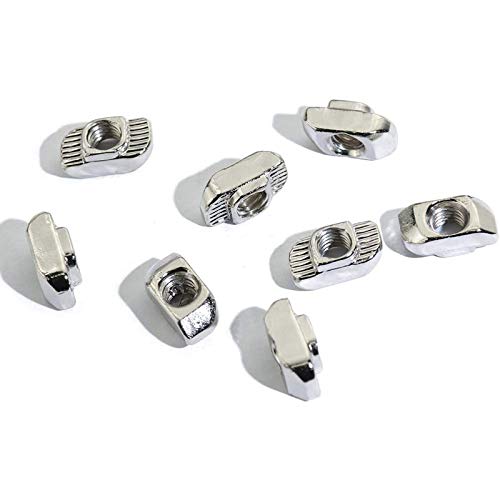 Still Awake 100pcs 2020 Series M3 T-Nuts, Nickel Plated Carbon Steel, 0.39" x 0.23" x 0.17", M3 Metric Thread - size: 2020 Series M3