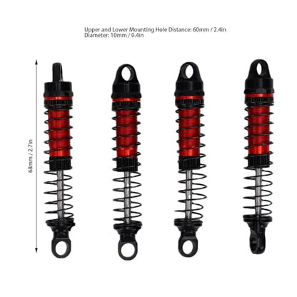60MM Threaded for 1/18 RC Crawler Upgrade, Aluminum Alloy Damper Replacement Parts Compatible with Bronco K10, 4PCS (Red) - color: Red