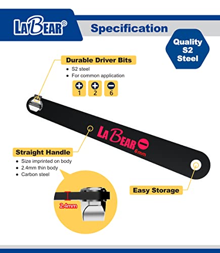 3-Piece Ultra Low Profile Offset Screwdriver Set, PH1 PH2 SL6 | 90° Slim Plate Design, S2 Steel Ends, Key Ring Carabiner, Close-Quarter Access, Electronics & Appliance Repair - size: PH & SL