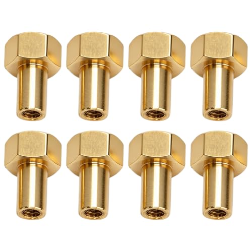 8Pcs Brass Wear Wheel Locks, 8mm 1/24 Hex Nuts Brass, Gold Brasses Wear RC Wheel Lock Nut, 5mm Hex Diameter RC Tire Lock Nut Replacement for SCX24 Remote Control Cars