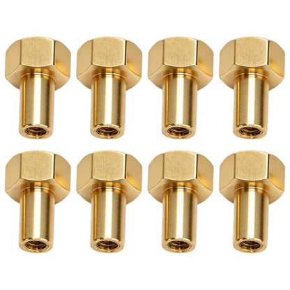 8Pcs Brass Wear Wheel Locks, 8mm 1/24 Hex Nuts Brass, Gold Brasses Wear RC Wheel Lock Nut, 5mm Hex Diameter RC Tire Lock Nut Replacement for SCX24 Remote Control Cars