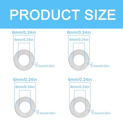 M3x6 Precision Thin Spacers for Mini Electronics,304 Stainless Steel 48pcs | Shim washer set with 0.1,0.2,0.3,0.5mm thicknesses,12 pcs each,for M3 bolts,mechanical DIY and compact component spacing - size: M3X6