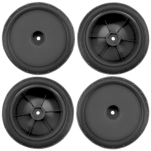 4Pack ShareGoo RC 85mm/3.34" Rubber Tires Front Rear Tyres 12mm Hex Wheel Compatible with Redcat HPI HSP Kyosho 1/10 RC Off-Road Car Buggy (Black) - color: Black