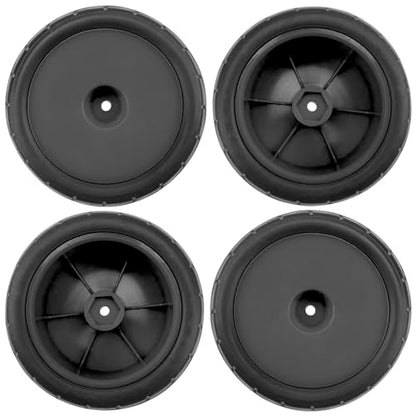 4Pack ShareGoo RC 85mm/3.34" Rubber Tires Front Rear Tyres 12mm Hex Wheel Compatible with Redcat HPI HSP Kyosho 1/10 RC Off-Road Car Buggy (Black) - color: Black