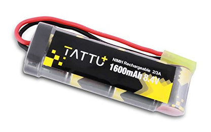 TATTU 8.4V 1600mAh NiMH Flat Battery Pack with Mini TMY Female Connector Assembled with 16G Wire