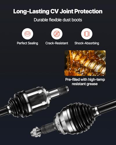VEVOR CV Axle Shaft Assembly, 2 Pieces Front Left & Right (Driver and Passenger Side), Automotive Replacement CV Joint Axles Pair Compatible with 2004-2010 Toyota Sienna, Alloy Steel & Carbon Steel - size: 2004-2010 Toyota Sienna, style: Front Driver and