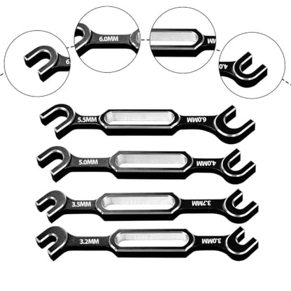 4PCS RC Wrench 3.0/3.2/3.5/3.7/4.0/5.0/5.5/6.0mm Turnbuckle Nut Ball Joint Remover RC Repair Tool for RC Crawler Car Boat Upgrade Parts, Silver - color: Silver