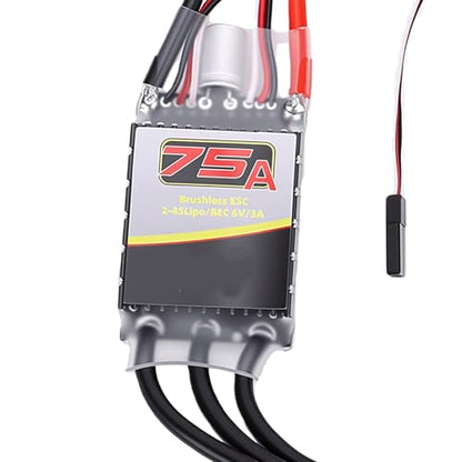 Drfeify Brushless Motor and ESC, 2800KV Sensorless Motor 3.17mm Shaft with 75A Speed Controller Set for 1/10 Scale RC Cars Boats