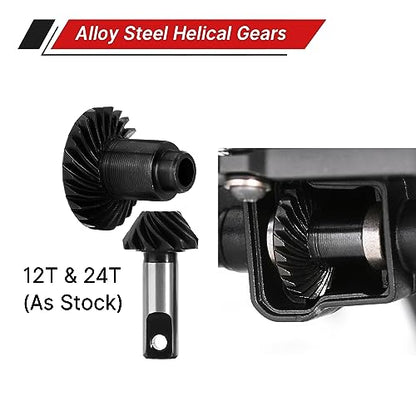 INJORA Front&Rear Axles Set - +4mm Extended Aluminum Complete Axles for TRX4M Upgrade 1/18 RC Crawler Car - size: Front&Rear