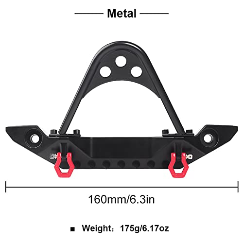INJORA Metal Front Bumper with LED Light for 1:10 RC TRX-4 SCX10（Black）