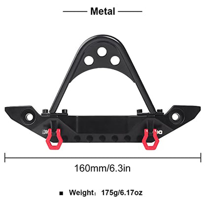 INJORA Metal Front Bumper with LED Light for 1:10 RC TRX-4 SCX10（Black）